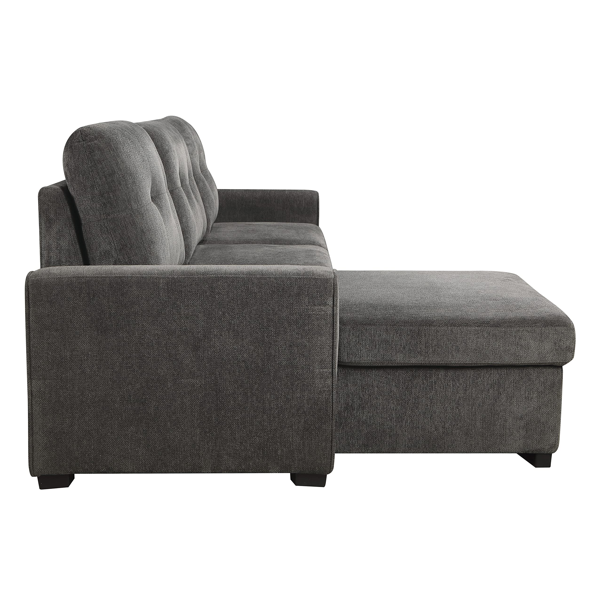 Lexicon L-Shaped Sectional Sofa Bed with Storage Chaise - Reversible Sleeper Couch for Living Room, Pull-Out Bed & Chaise Lounge - Perfect for Small Spaces, Guest Rooms & Apartment Living (Dark Gray)