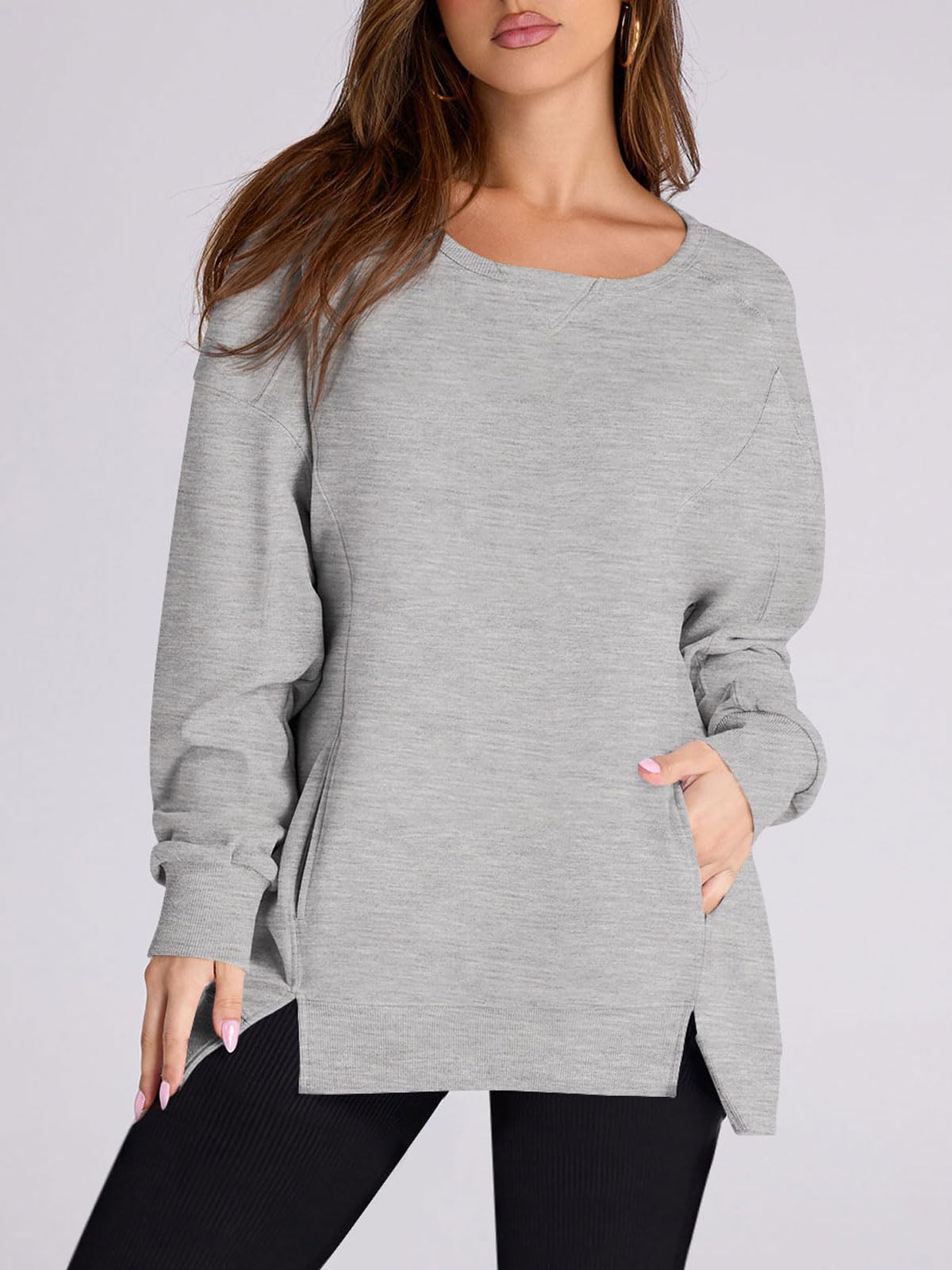 **Yousify Women's Oversized Sweatshirt - Long Sleeve Crewneck Pullover Sweater with Pockets | 2025 Y2K Fashion | Casual Loungewear, Streetwear & Spring Outfits**