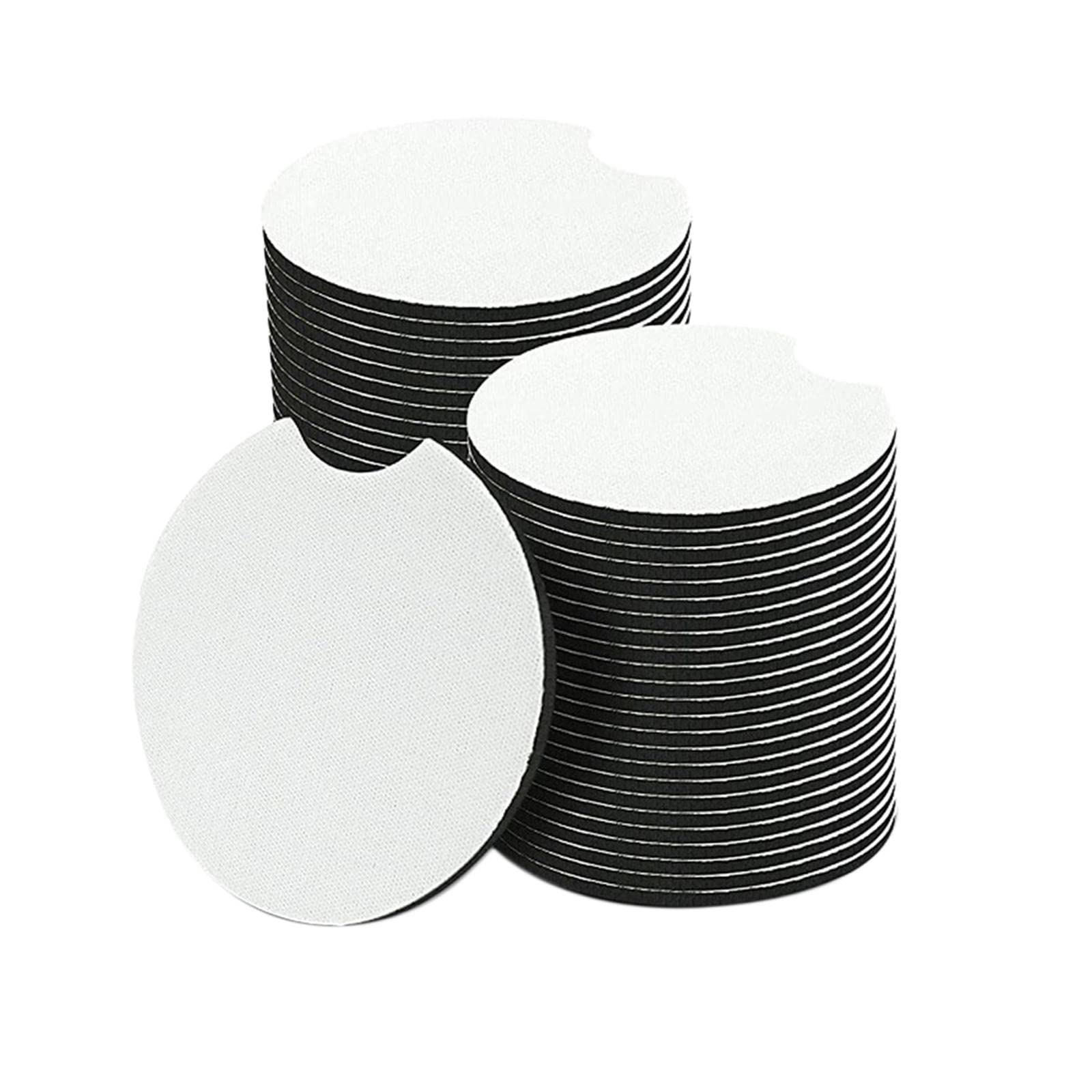 DYNWAVE 50 Pack Sublimation Cup Coasters - Non-Slip, Soft Blank Coaster Set with Notch Design for Heat Transfer | Bendable Drink Mats for Bathroom, Car, Office & Home Decor (DIY Customizable)