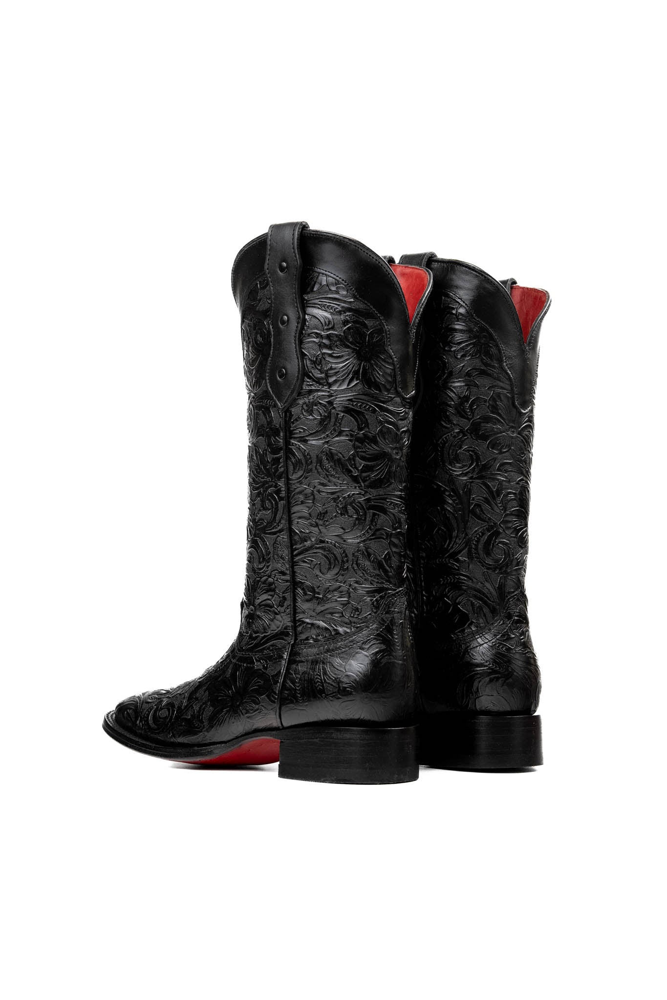 Ruby Red Cincelado Cowgirl Boots with Square Toe & Red Bottom - Perfect for Western Rides, Country Concerts, and Fashion Outfits