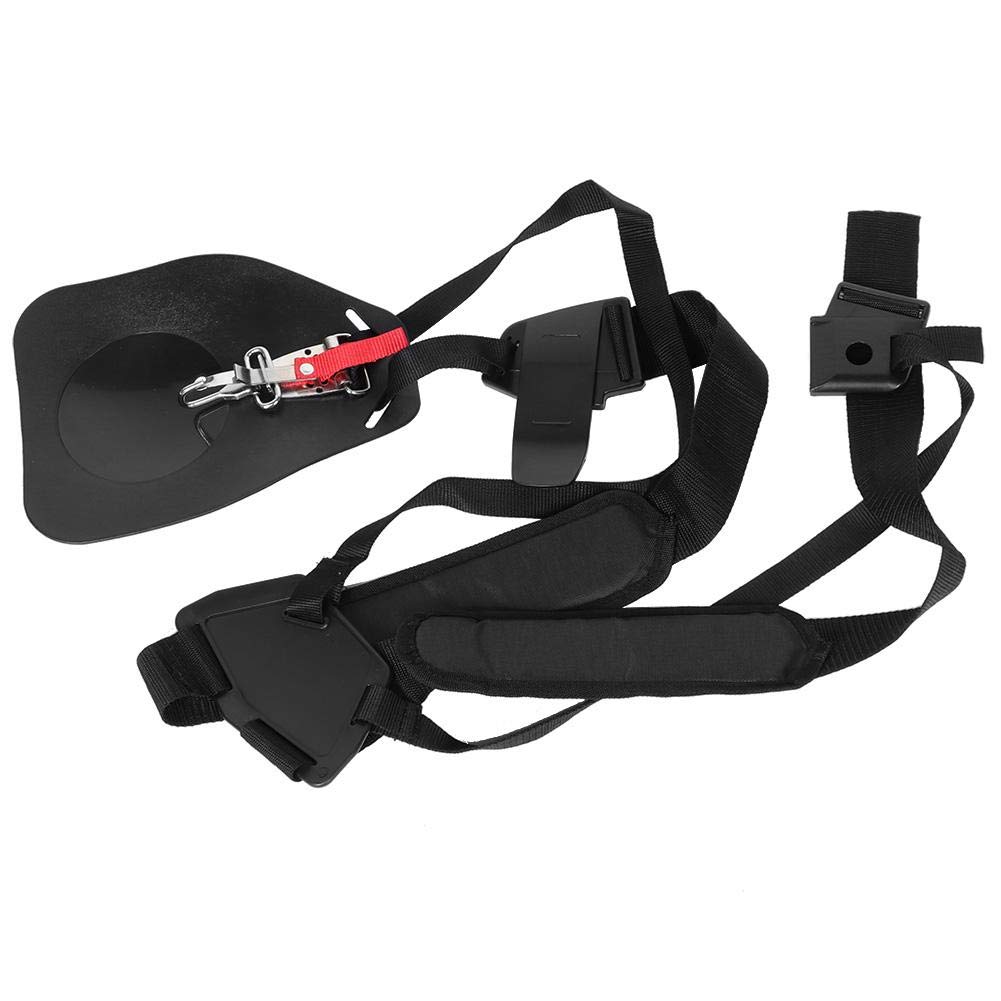 Double Shoulder Trimmer Harness Strap with Carry Hook - Heavy Duty Brush Cutter Belt for Lawn Mower & Weed Wacker - Perfect for Landscaping & Yard Maintenance (Black)