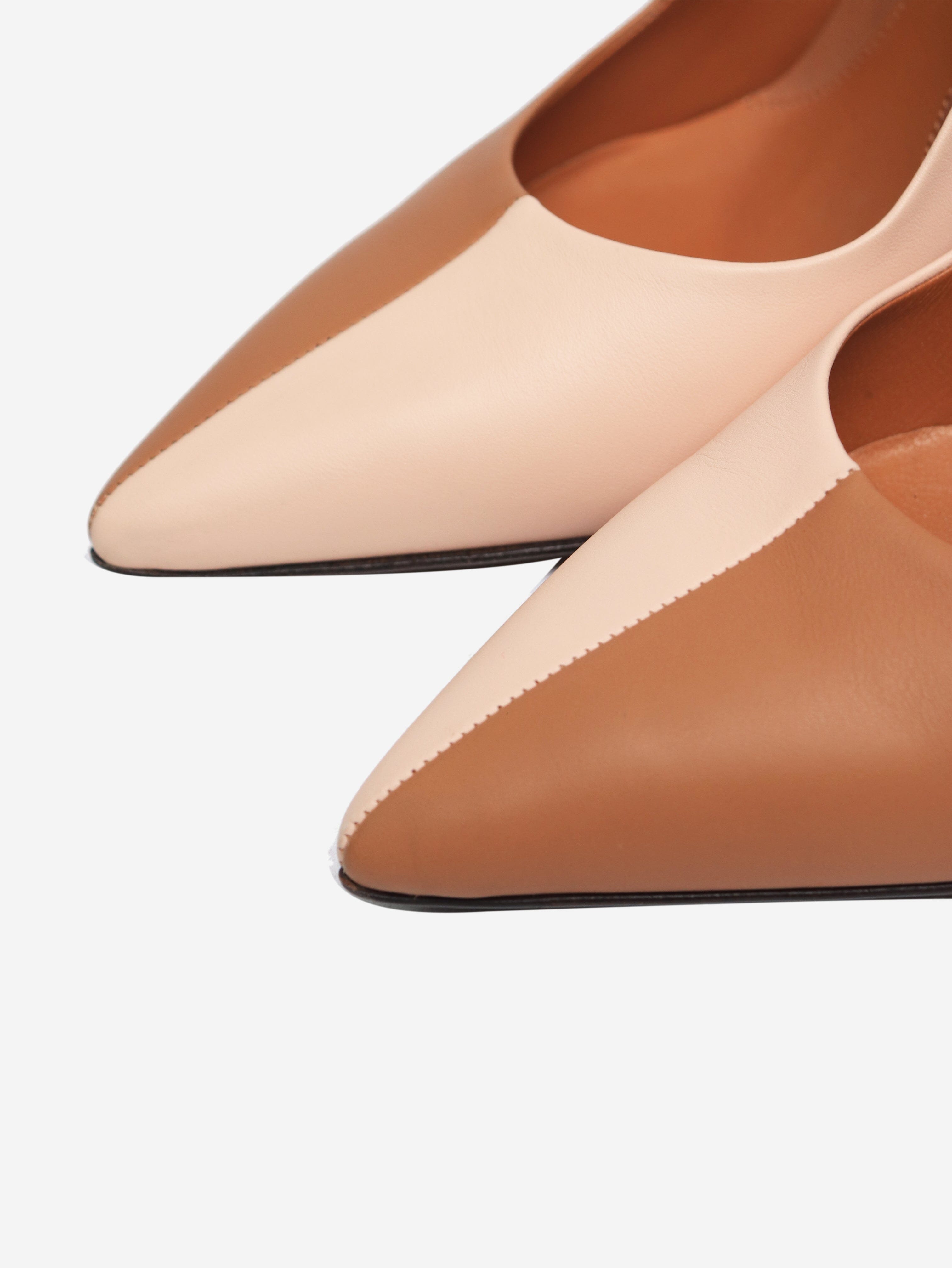 Elegant Brown Two-Tone Leather Heels for Women - UK Size 7 | Comfortable Dress Shoes for Office, Party & Special Occasions