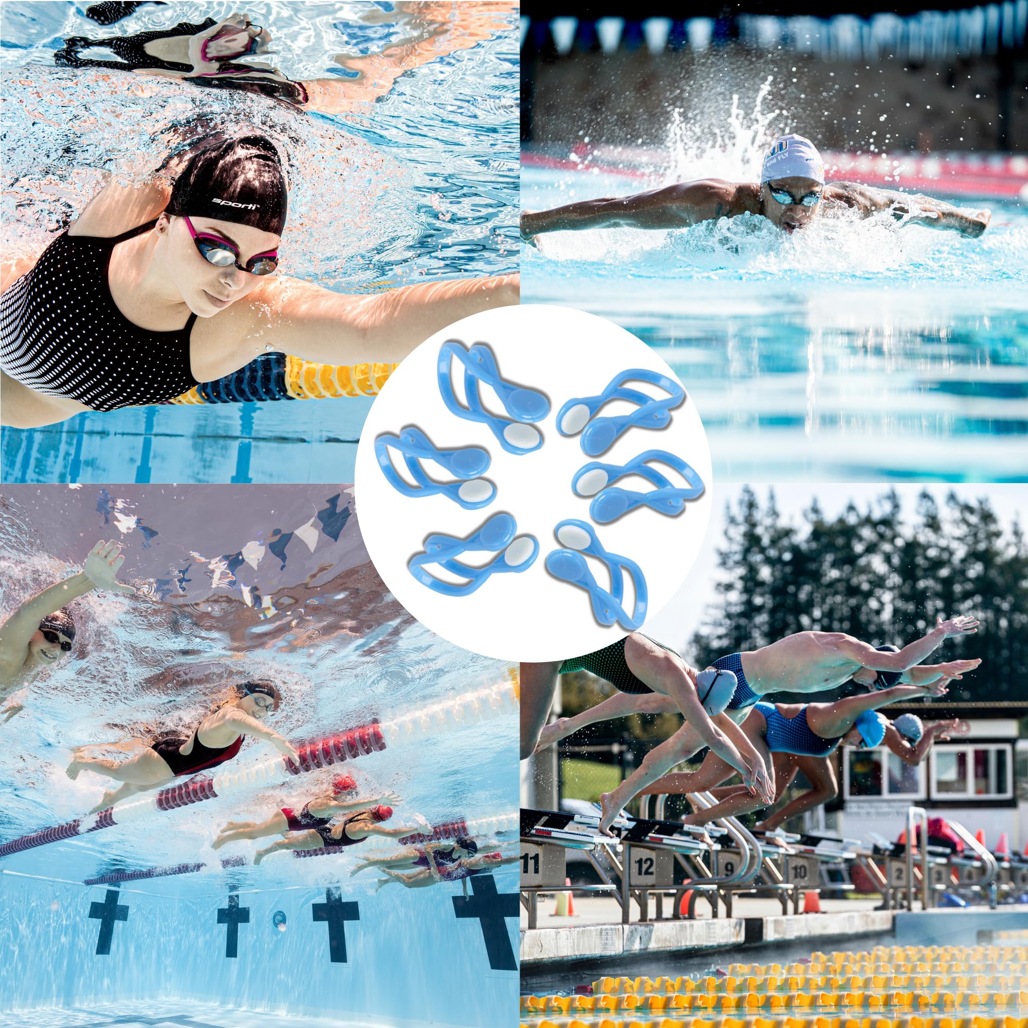 Sporti Waterproof Nose Plugs for Swimming - Adult Competitive Swimmer Nose Clip, Lap Swimming Gear for Pool Training & Water Sports Protection
