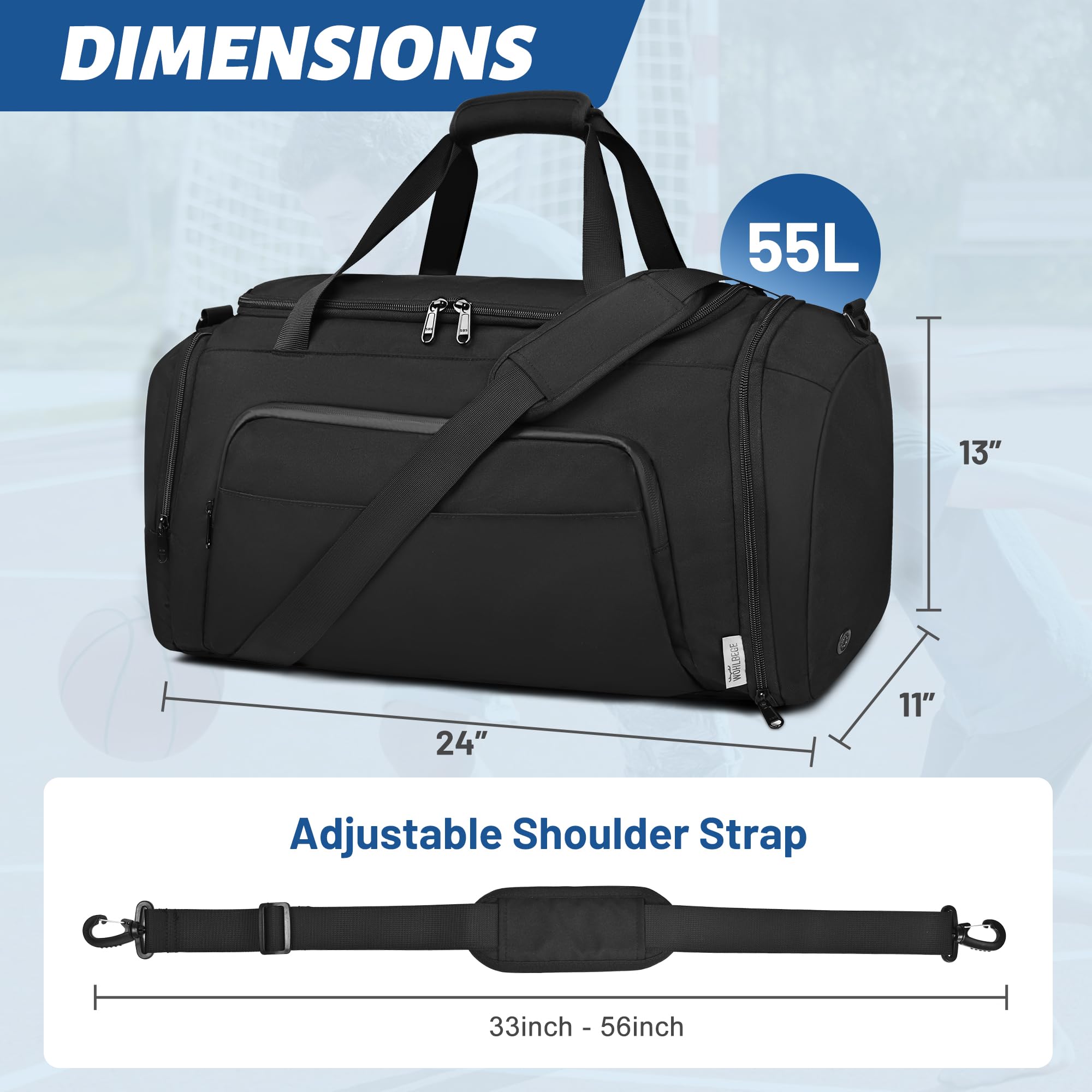 **Men's Travel Duffle Bag with Shoe Compartment & Wet Pocket - Carry On Luggage with Luggage Sleeve - Perfect for Gym, Overnight Trips & Weekend Getaways**