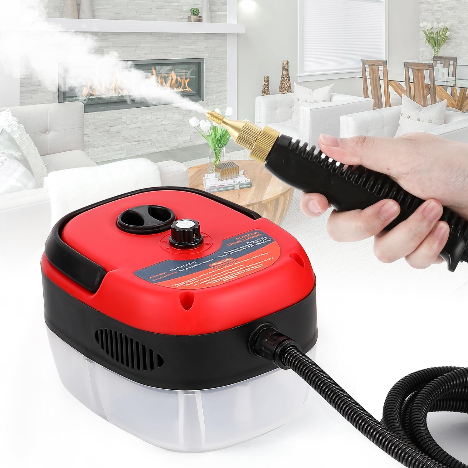 Portable Handheld Steam Cleaner - High Pressure Steamer for Tile Grout, Cars & Home Use | Mini Power Cleaner with High Heat | Perfect for Kitchen, Bathroom & Auto Detailing