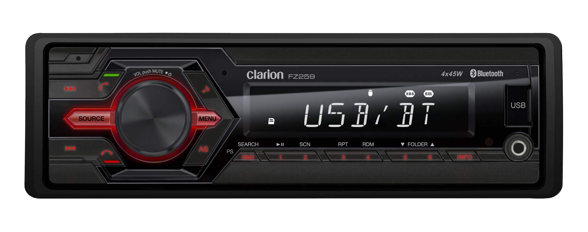 Clarion FZ259 Bluetooth Digital Media Receiver with AUX/USB Port - MP3/WMA Playback for Car Audio & Hands-Free Calling