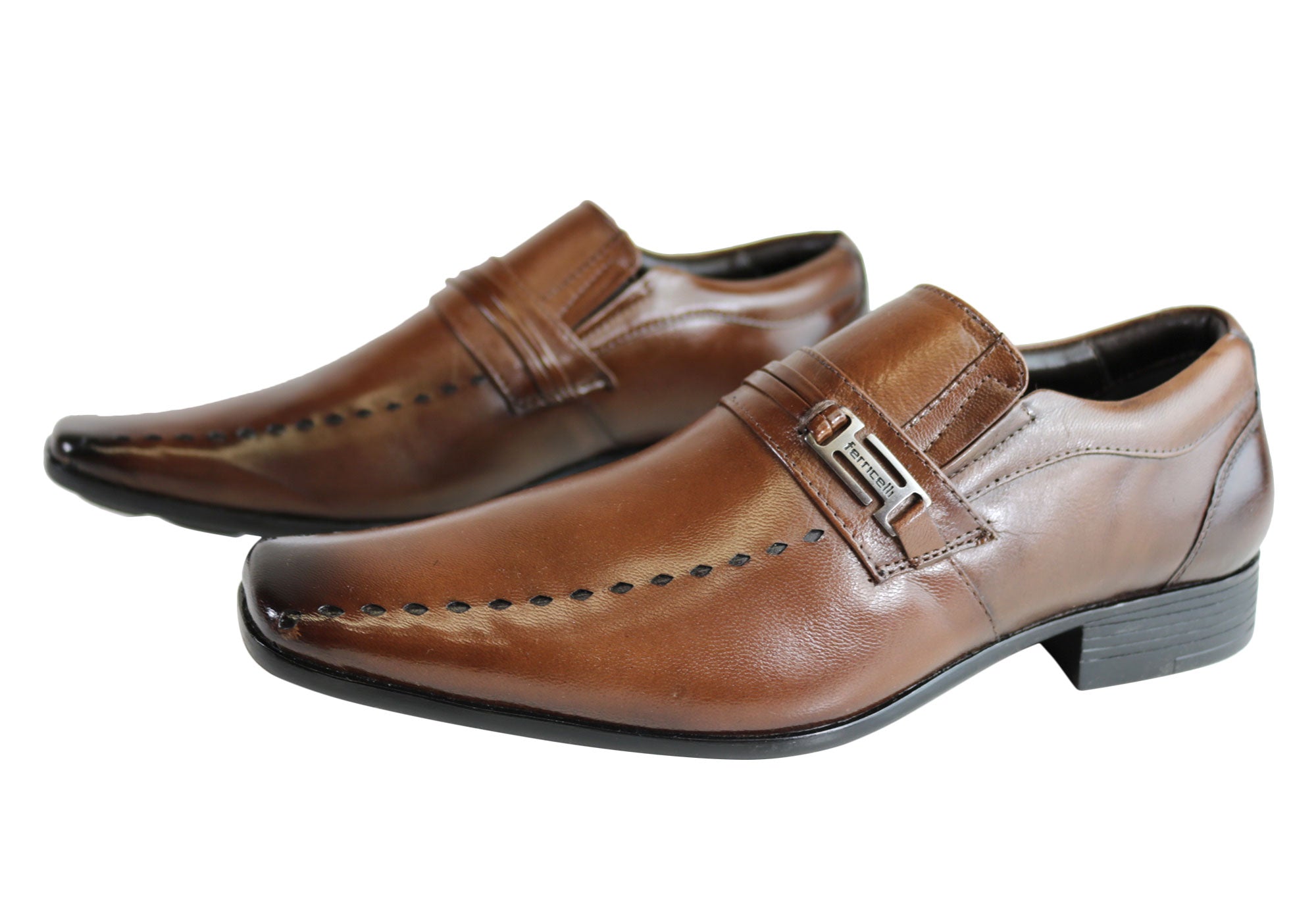 Ferricelli Sampson Men's Wave Memory Comfort Technology Leather Dress Shoes - Stylish & Comfortable for Business, Weddings & Formal Events