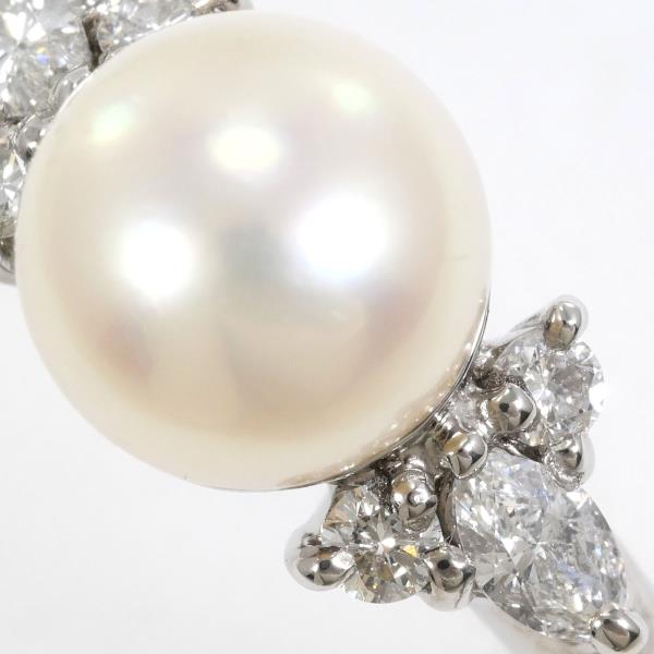 18K White Gold Akoya Pearl Diamond Ring for Women - Elegant Wedding, Engagement & Anniversary Jewelry Gift - Perfect for Bridal, Party & Special Occasions