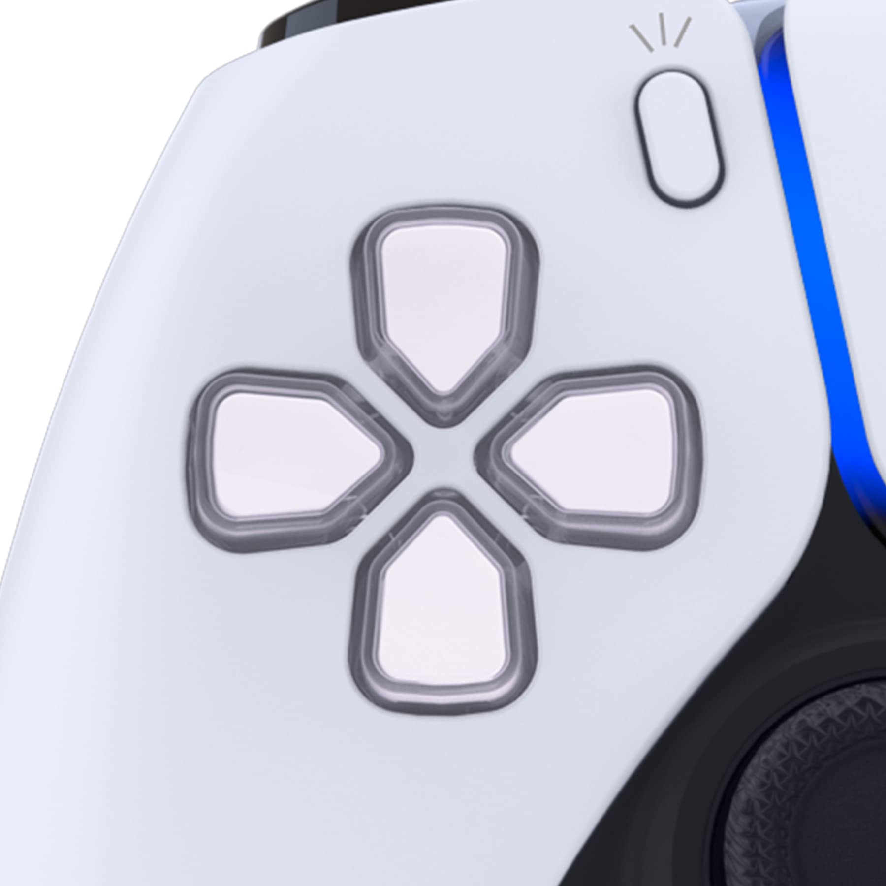 eXtremeRate White & Clear Custom D-Pad & Action Buttons Replacement for PS5 Controller - Enhanced Gaming Performance for FPS, Racing & Fighting Games - Ideal for Competitive Gaming, Long Play Sessions & Esports Tournaments - Perfect for PS5, PC & Streaming Setups