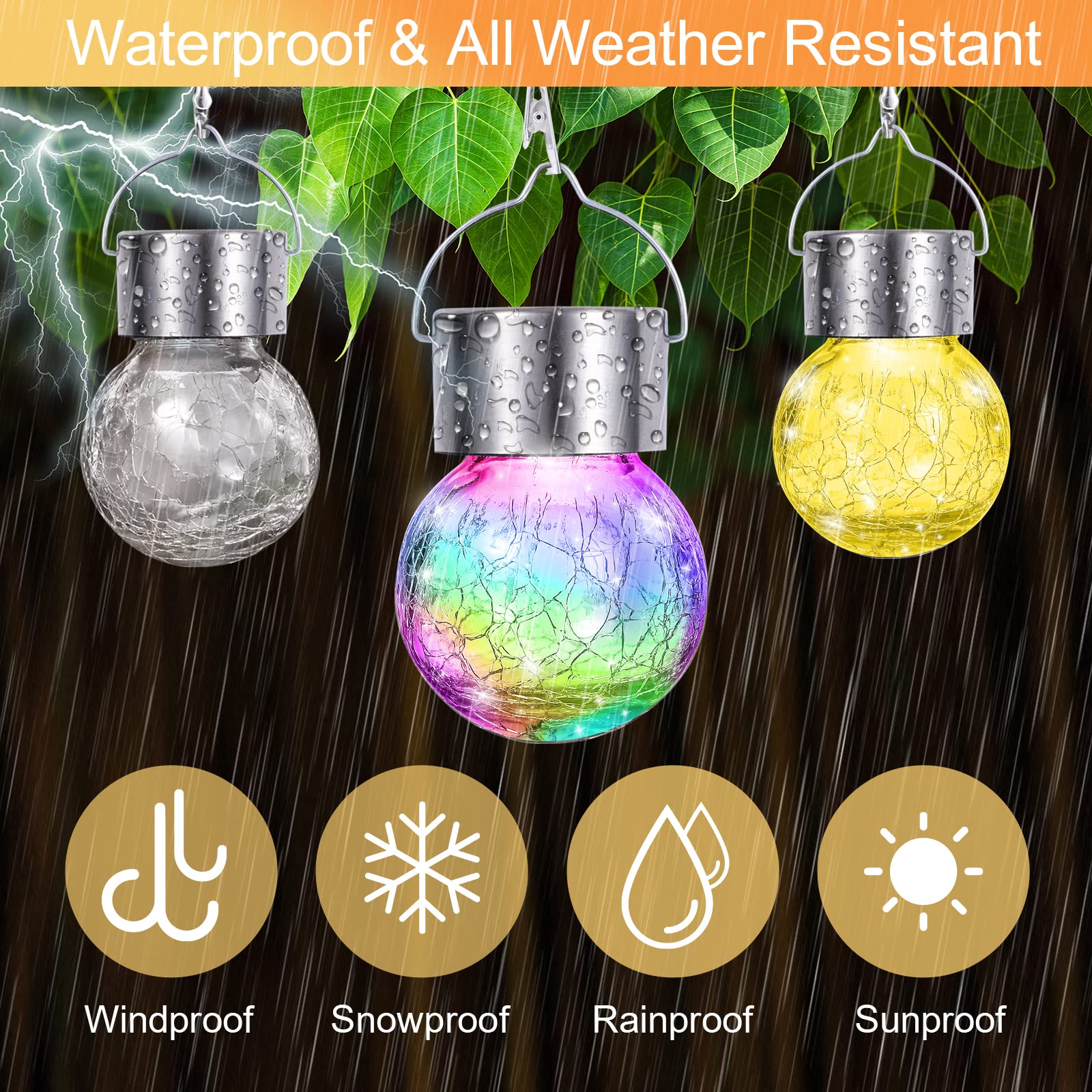 20 Pack Solar Crackle Glass Ball Lights - Outdoor Hanging Waterproof Christmas Decorations for Trees, Gardens, Pathways & Backyards - Warm White & Daylight White Options - Perfect for Holiday Decor, Patio Lighting & Landscape Illumination