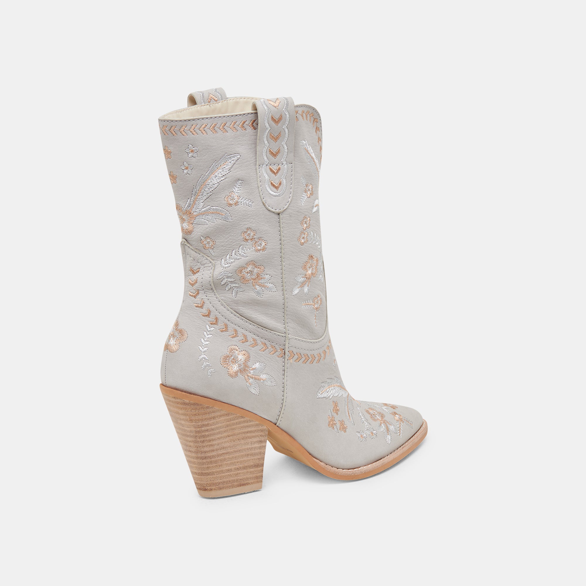 JESSEY Women's Light Blue Nubuck Floral Ankle Boots - Stylish Casual & Outdoor Fashion Footwear for Fall/Winter