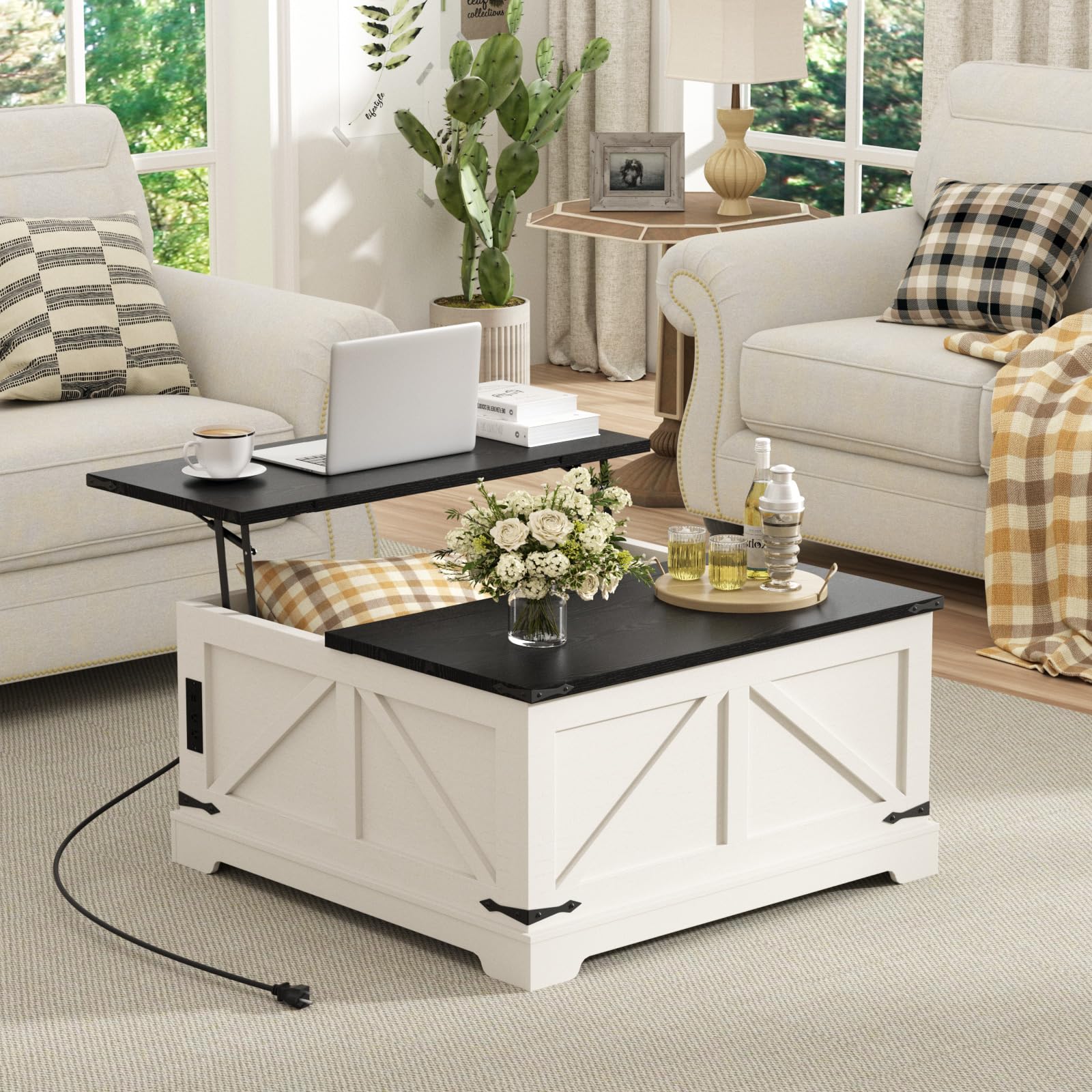 Farmhouse Lift Top Coffee Table with Storage - 31.5