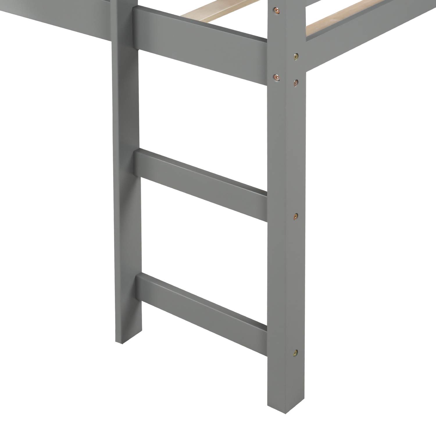 Kids Twin Loft Bed with Slide & Ladder - Multifunctional Wooden Low Profile Mini Loft Bed for Children's Room - Perfect for Small Spaces, Playrooms & Sleepovers (Gray)