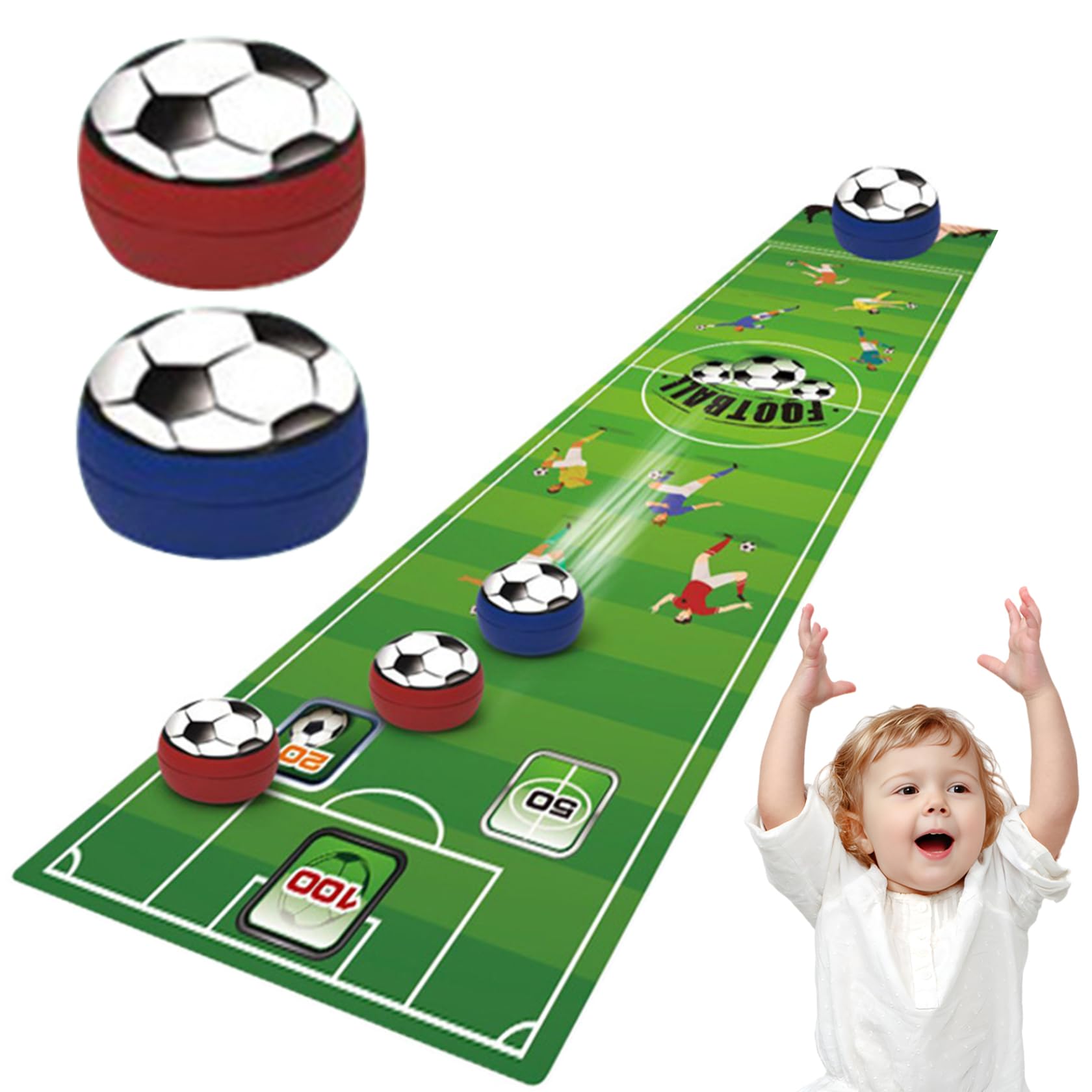 Tabletop Curling Game Set for Adults & Kids - Fun Family Interactive Game, Parent-Child Bonding Activity, Stress Relief & Developmental Party Game - Perfect for Indoor Play, Birthday Parties & Team Building Events (Soccer Style)