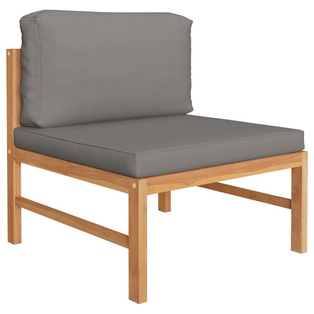 vidaXL 7-Piece Patio Lounge Set - Outdoor Sectional Sofa with Gray Cushions, Retro Style Teak Wood Furniture for Backyard, Garden & Poolside Relaxation