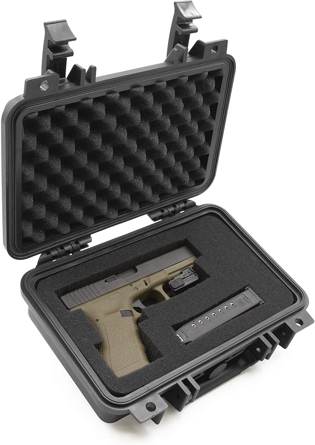 CASEMATIX 12 Hard Gun Case - Waterproof & Shockproof Pistol Case for Compact 9mm Handguns | Durable Handgun Storage for Travel, Range & Home Protection