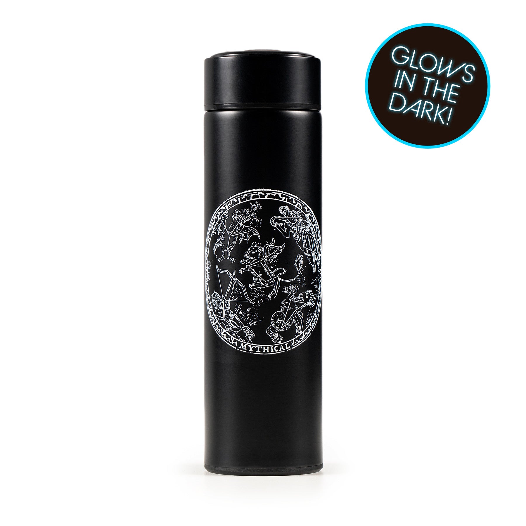 Glow in the Dark Water Bottle with Mythical Constellations - Reusable BPA-Free Leak Proof Stainless Steel Bottle for Hiking, Camping & Outdoor Adventures