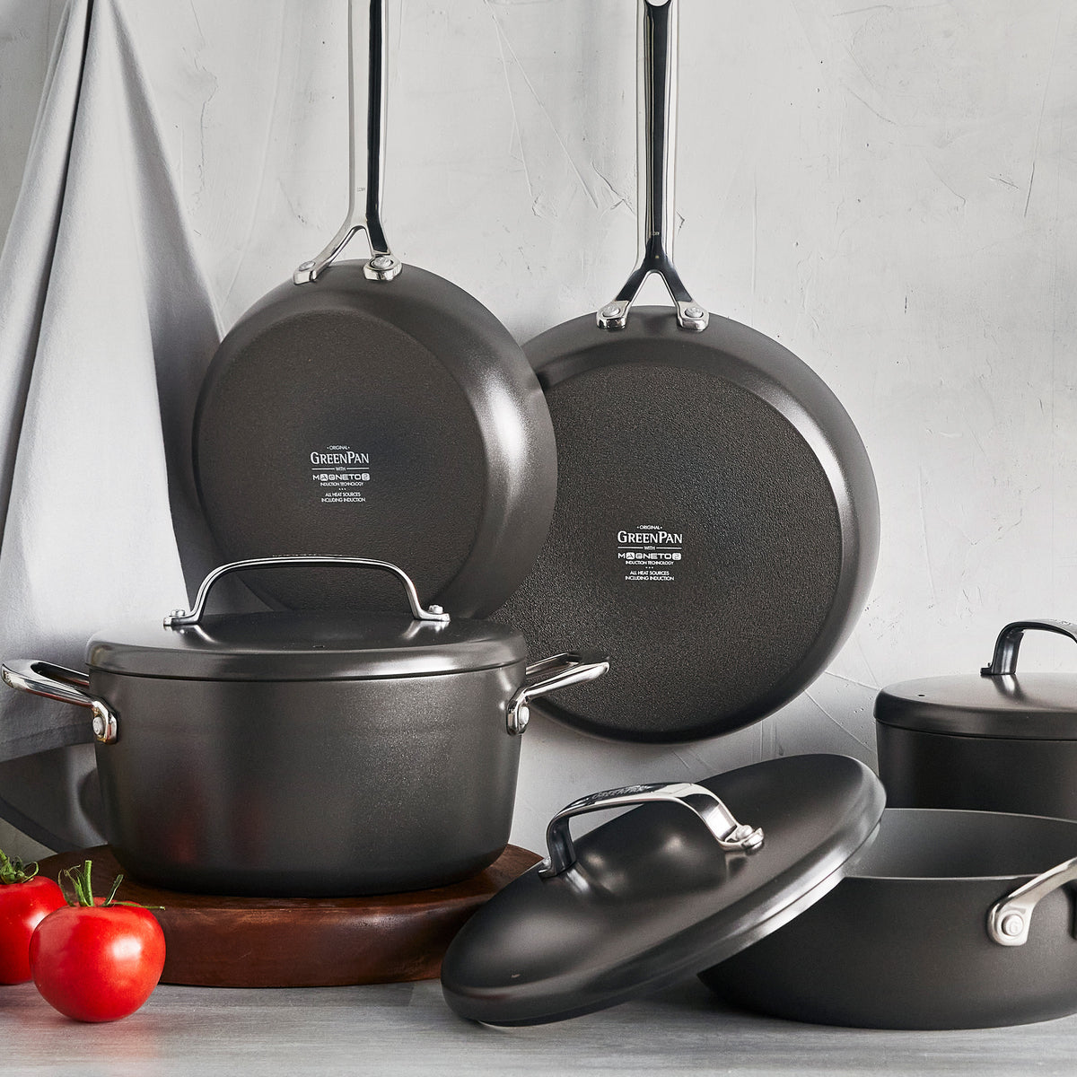 GP5 Colors Ceramic Nonstick 11-Piece Cookware Set with Mirror Handles - Safe PFOA-Free Coating | Perfect for Frying, Boiling & Sauteing | Cocoa Brown Kitchen Essentials for Home Cooking & Entertaining