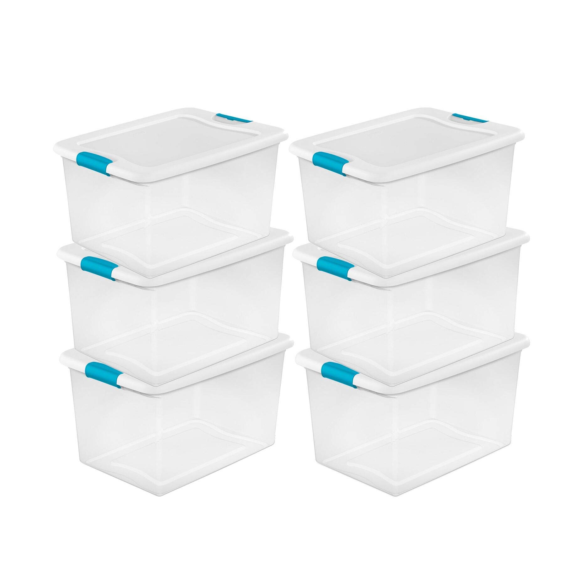 Clear Plastic Storage Boxes with Latches - 64 Quart (6 Pack) by Steilite - Durable, Stackable Bins for Home, Office & Garage Organization