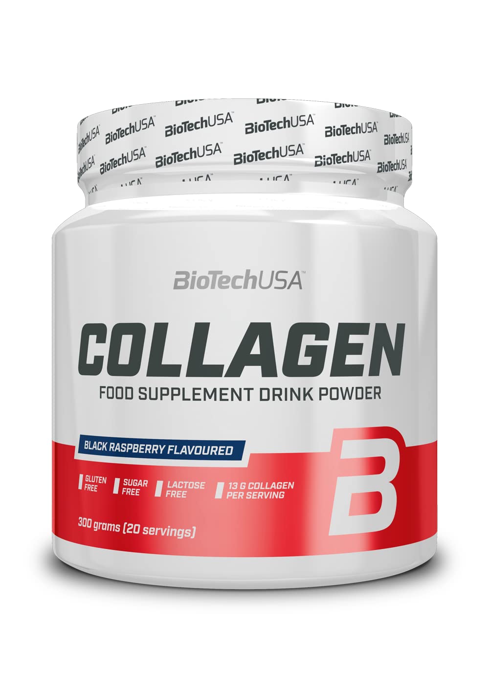 BioTechUSA Premium Collagen Powder with Black Raspberry Extract - 300g for Skin, Hair & Joint Support | Ideal for Smoothies, Coffee & Baking Recipes