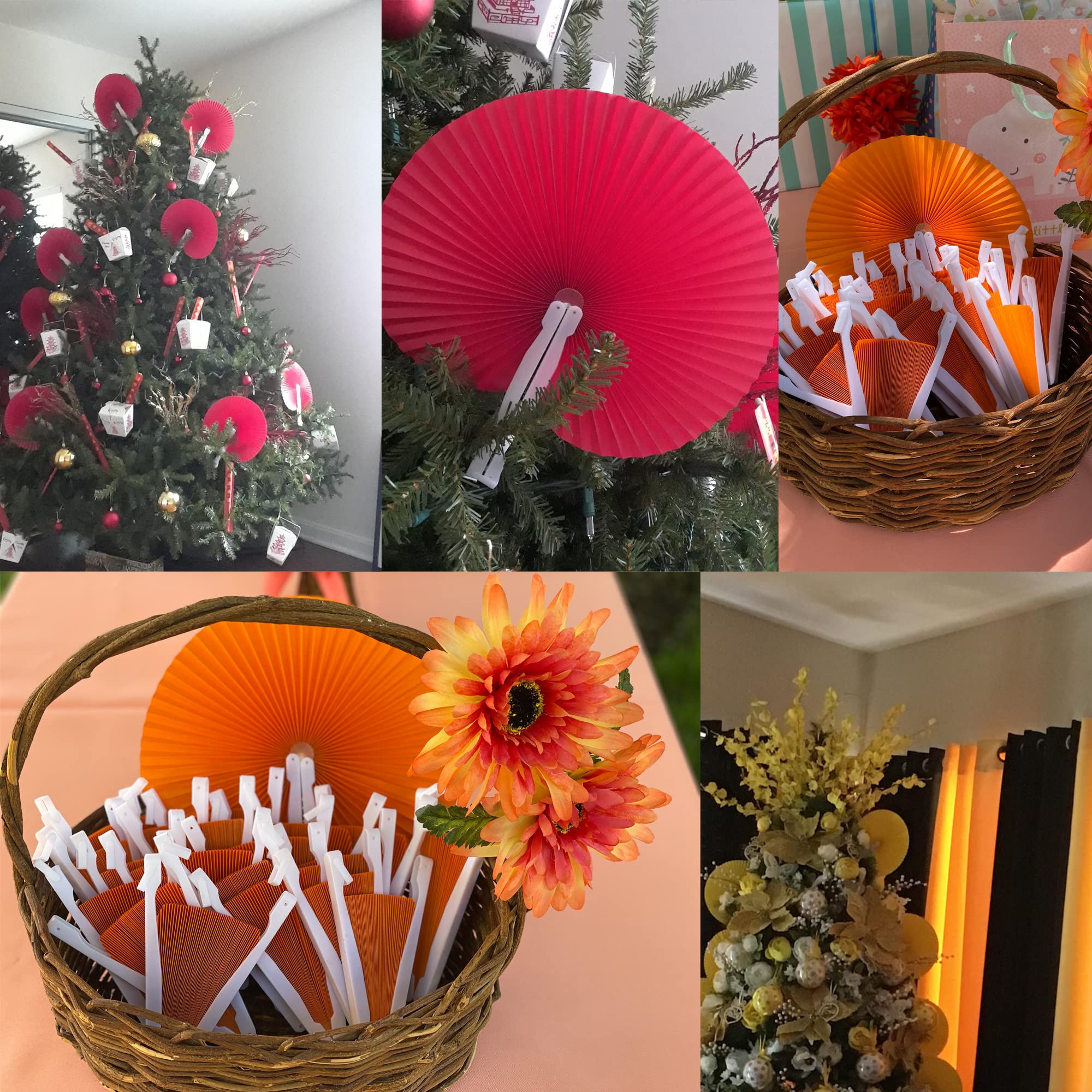 12PCS White Folding Handheld Paper Fans - Round Accordion Style for Birthday, Wedding & Party Favors | Perfect for Summer Events, Bridal Showers & Outdoor Ceremonies