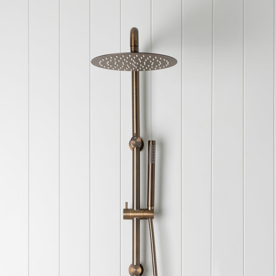 Antique Brass Shower Head and Handheld Shower Combo - Vintage Style Bathroom Fixture for Luxurious Spa-Like Experience at Home