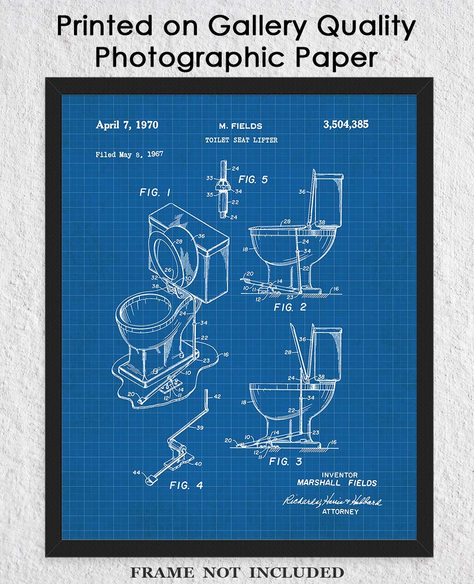Farmhouse Bathroom Wall Art Decor - Unframed 8x10 Funny Bathroom Blueprint Print, Aesthetic Signs & Witty Pictures for Toilet Decor | Perfect for Farmhouse, Rustic & Modern Bathrooms