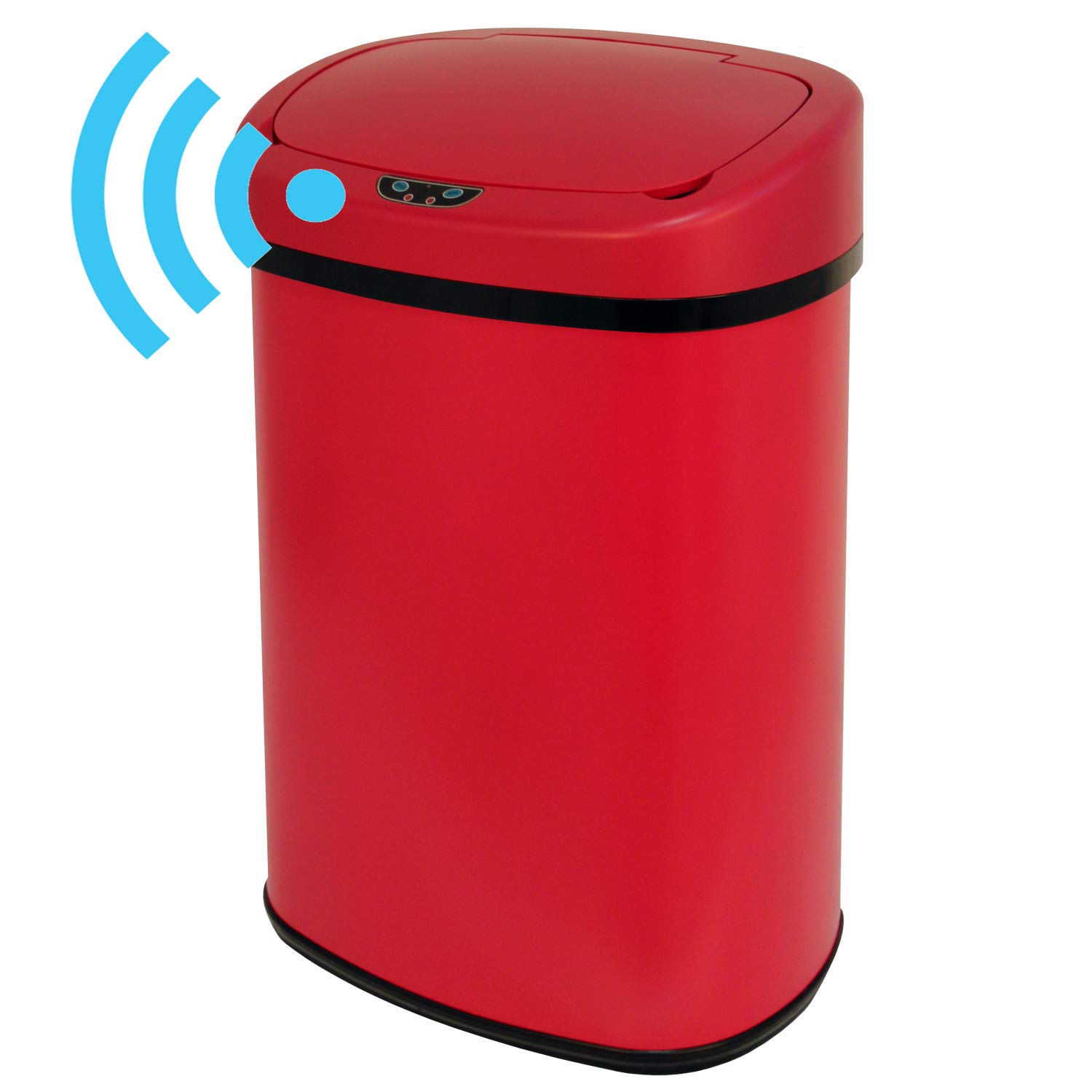 HGS 13 Gallon Automatic Touchless Sensor Trash Can - Stainless Steel Kitchen Garbage Bin with Lid for Home, Office, Living Room & Bedroom (Red) | Hands-Free Waste Disposal for Hygiene & Convenience
