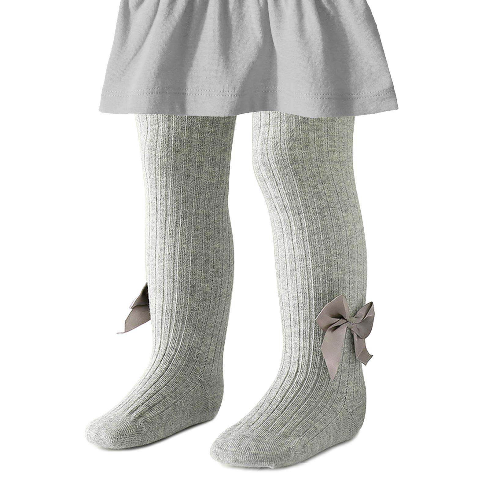 Baby Girls Seamless Cable Knit Tights with Bow - Soft Cotton Toddler Leggings for Newborns & Infants | Perfect for Playtime, Daycare & Special Occasions