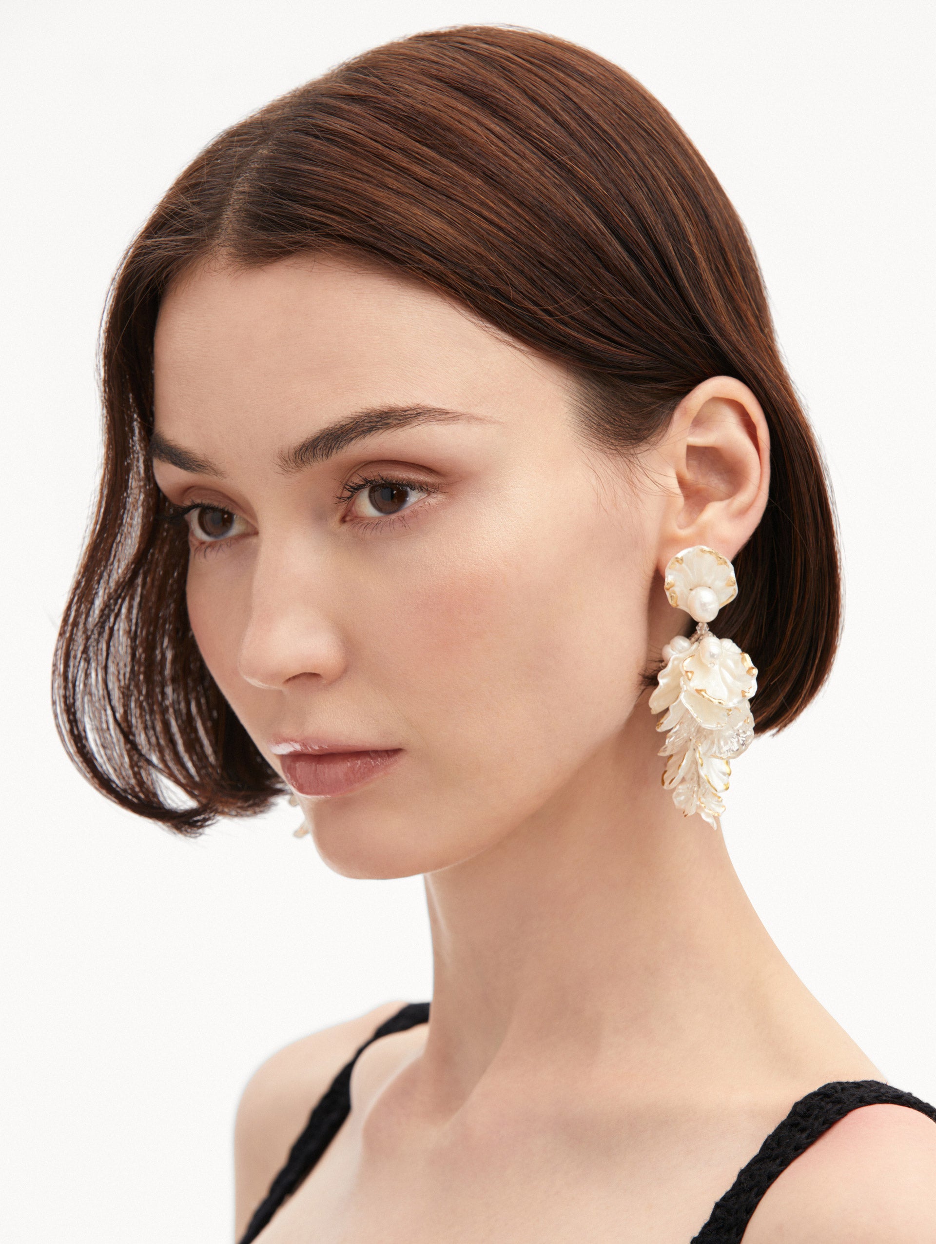 Exquisite Mother of Pearl Flower Earrings for Women – Handmade Floral Pearl Jewelry – Perfect for Weddings, Parties & Special Occasions