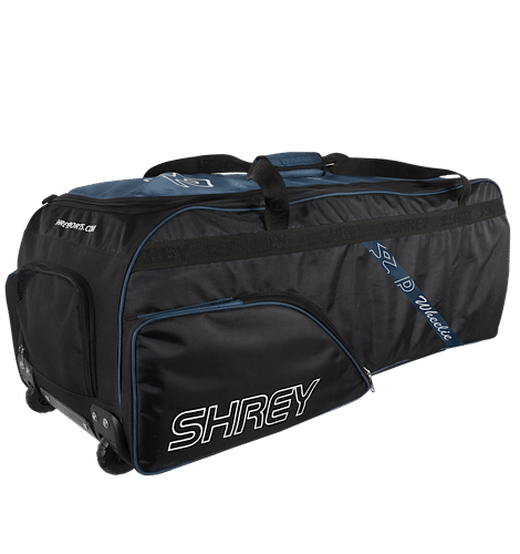 Shrey PRO Wheelie Cricket Kit Bag - Black & Blue | Durable Cricket Equipment for Travel & Practice | Perfect for Matches, Training & Sports Gear Storage