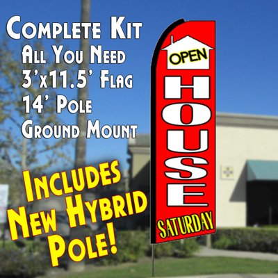 Red Flutter Feather Banner Flag Kit with Pole & Ground Mount - Perfect for Open House Events, Parties, and Outdoor Decor