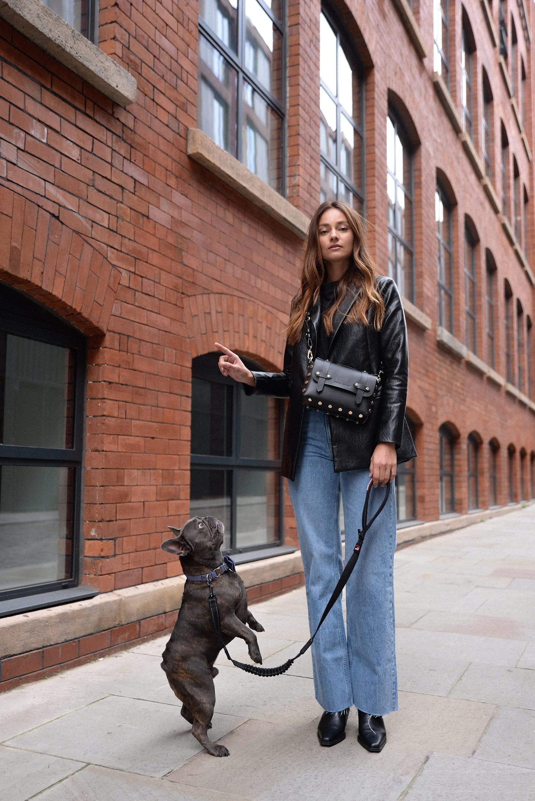 Vegan Cactus Leather Studded Crossbody Bag for Women | Black | Stylish & Sustainable Fashion Accessory for Parties, Travel & Everyday Use