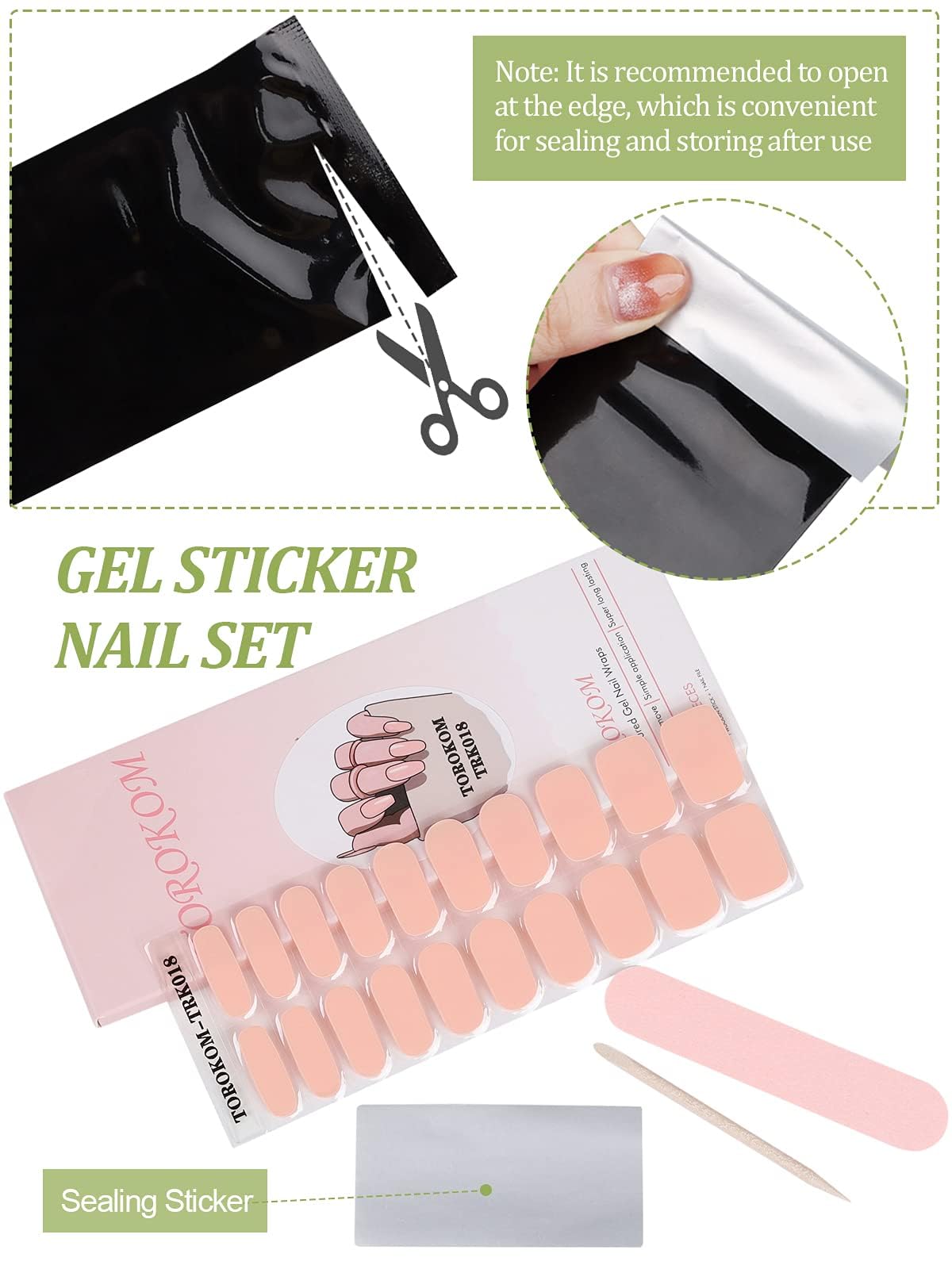 Christmas Gel Nail Polish Strips - 20PCS Holiday Nail Stickers with Elk & Heart Designs, Includes Nail File & Stick (UV/LED Lamp Required) - Perfect for Christmas Parties, Gift Giving & Festive Nail Art