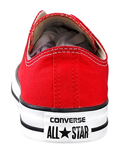Converse Chuck Taylor All Star Low Top Sneakers - Men's Size 10 / Women's Size 12 - Classic Red Canvas Shoes for Casual Wear & Street Style (M9696)