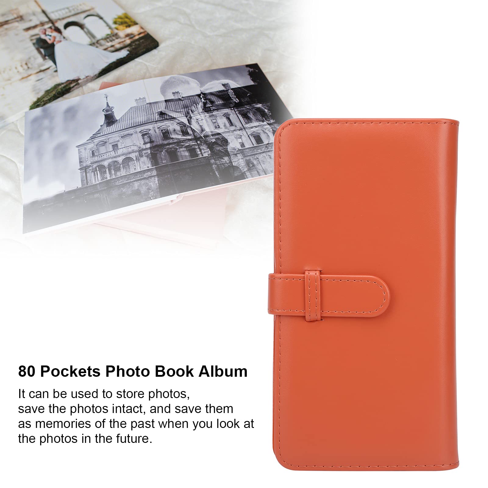 Professional 80-Page Photo Album with Delicate Buckle - Premium Scrapbook for Photographers, Videographers & Creatives - Perfect for Wedding, Travel & Family Memories (Orange) - Great for Photo Storage, Gift Giving & Creative Projects