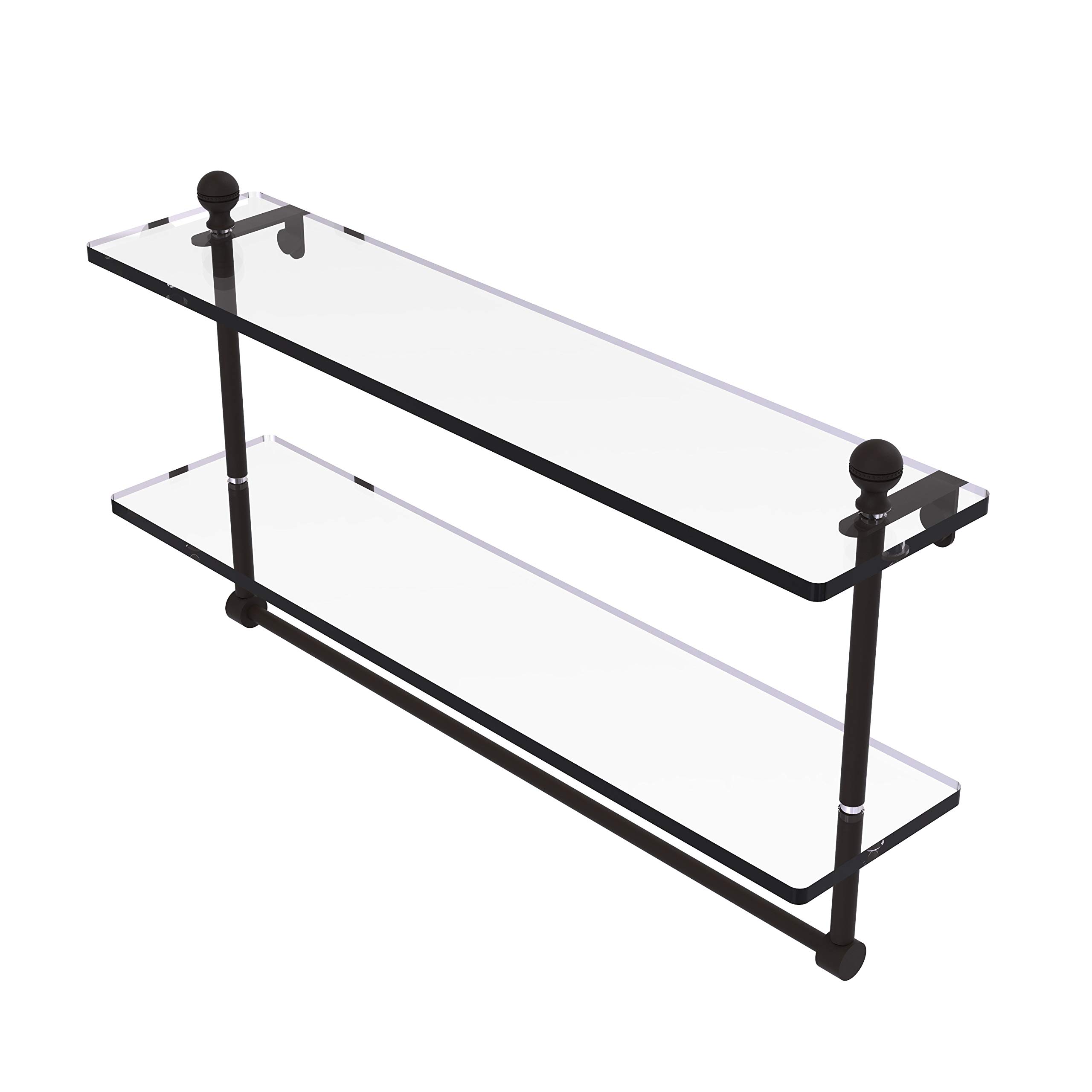 Allied Brass MA-2/22TB Mambo Collection 22 Inch Two-Tiered Integrated Towel Bar with Glass Shelf - Oil Rubbed Bronze - Perfect for Bathroom Organization & Spa-Style Decor