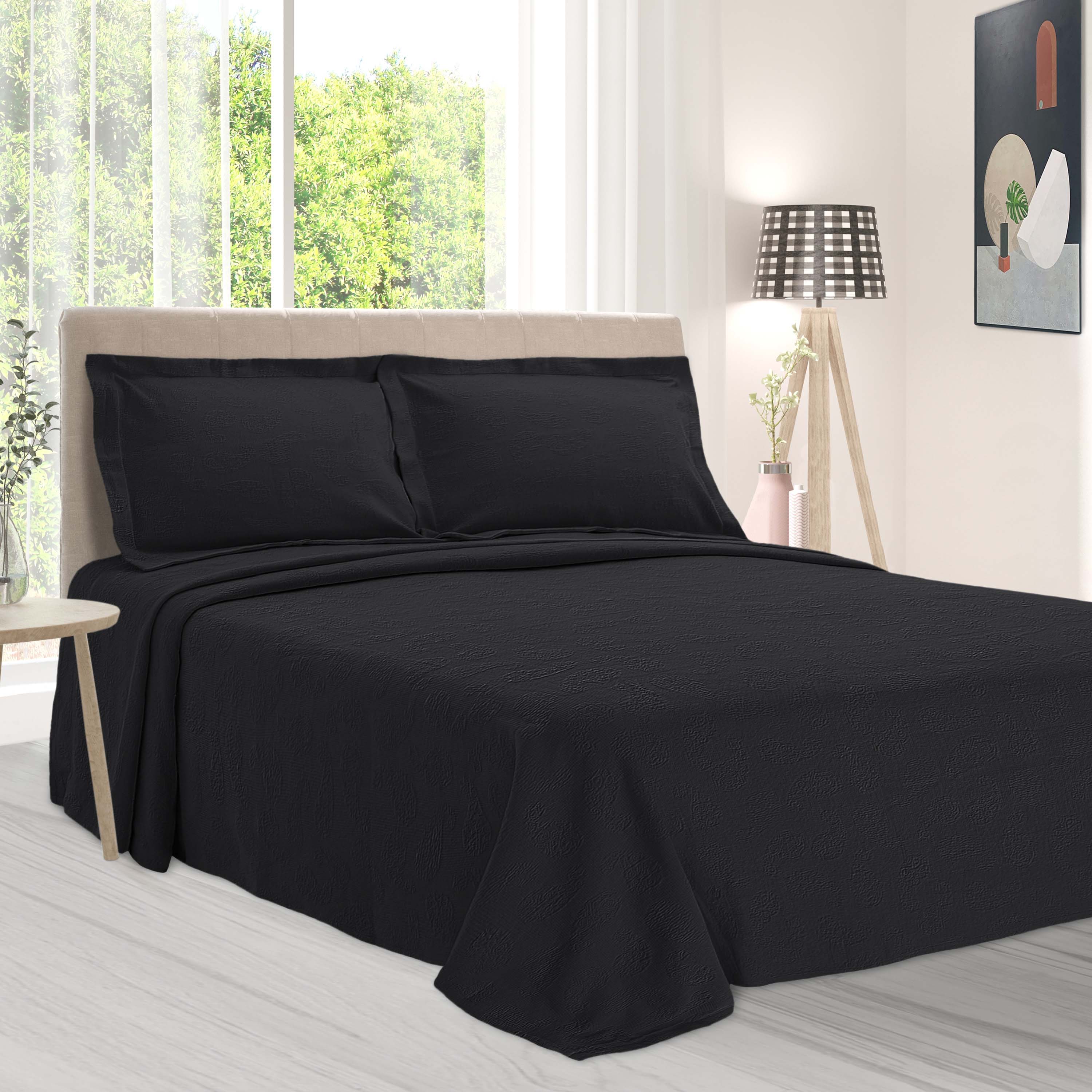 Jacquard Matelassé Paisley Floral Cotton Bedspread Set - Queen Size Luxury Bedding for Master Bedroom & Guest Room Decor