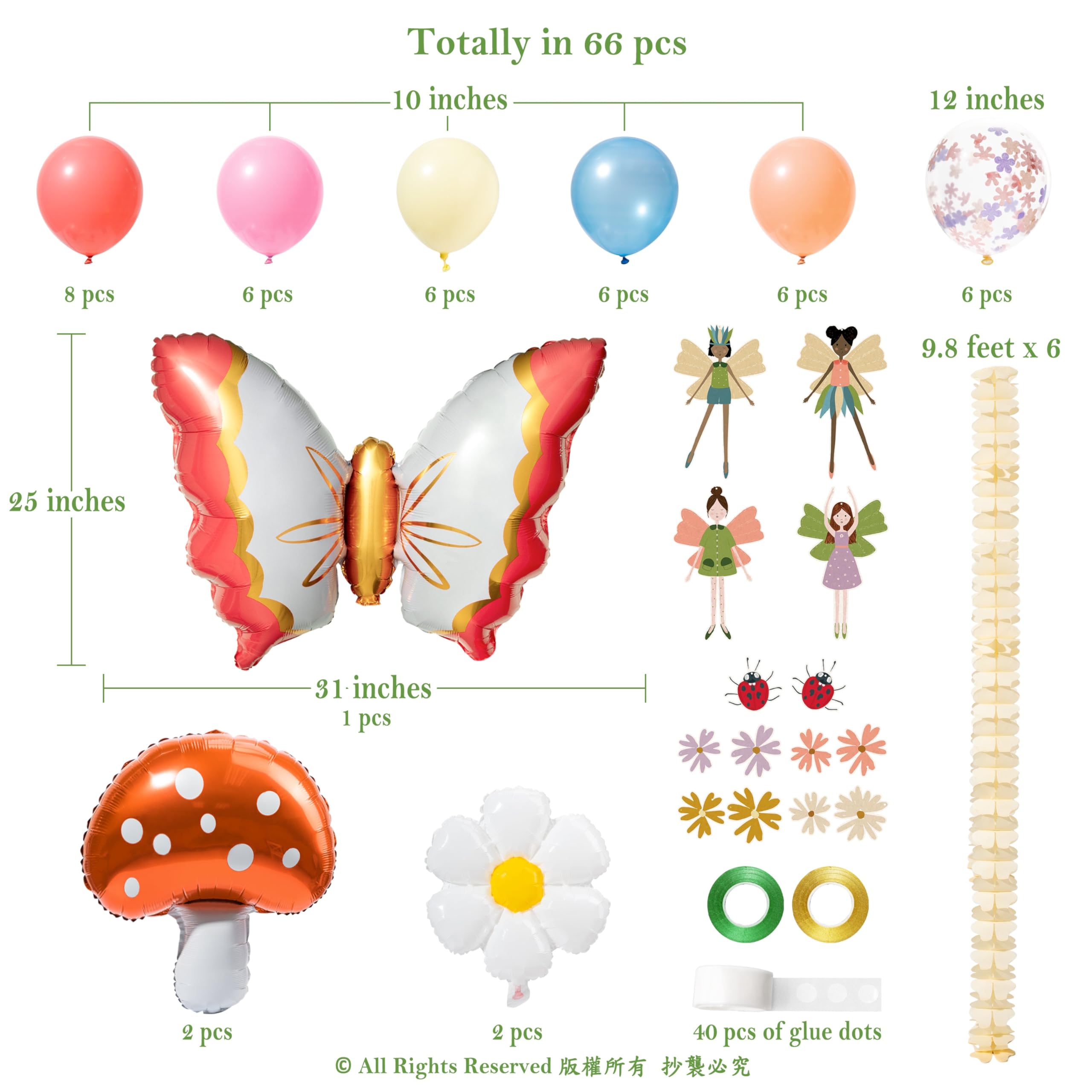 Enchanted Forest Fairy Party Decorations - Woodland Fairy Birthday Supplies, Fairy Balloons, Mushroom Balloons, Backdrop & Garland - Perfect for Fairy Themed Party, Garden Party, Baby Shower & Magical Celebrations
