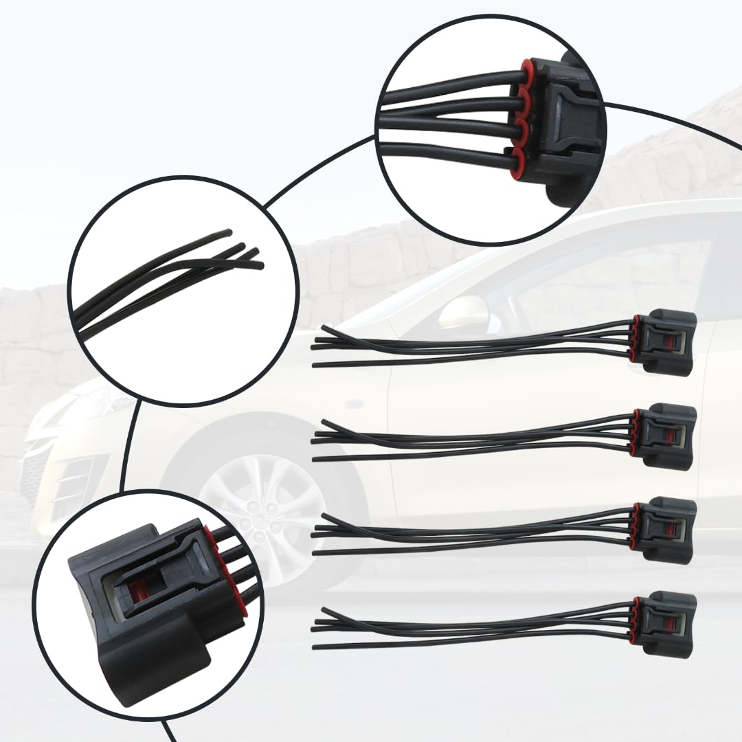 High-Quality 4x Ignition Coil Female Connector Plug Harness Replacement for 2001-2017 Toyota Sienna 3.5L - Compatible with 90919-02244, 90080-19015, 90919-02239, 90980-11885, 2AZFE, 1ZZFE - Perfect for Engine Tune-Ups & Performance Upgrades