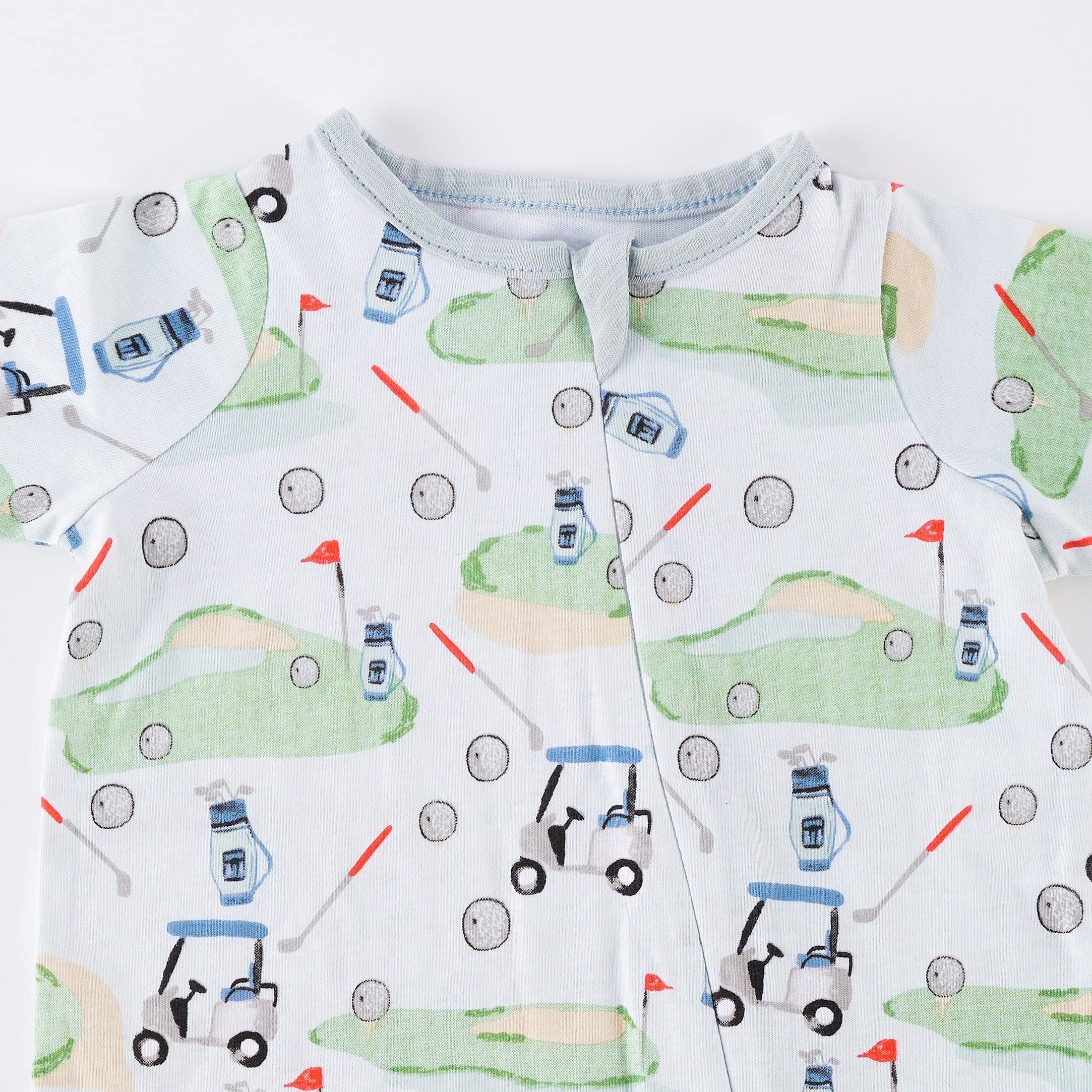 Mud Pie Baby Boys Golf-Themed Footed Pajamas - Soft & Cozy Sleepwear for Infants & Toddlers - Perfect for Nursery, Bedtime & Playtime
