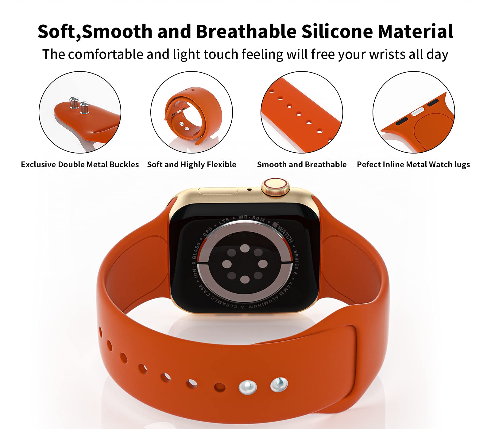 3 Pack Soft & Breathable Silicone Sport Bands Compatible with Apple Watch 38mm 40mm 41mm 42mm 44mm 45mm - Replacement Straps for iWatch Series 7/6/5/4/3/2/1/SE - Perfect for Gym, Running & Everyday Wear