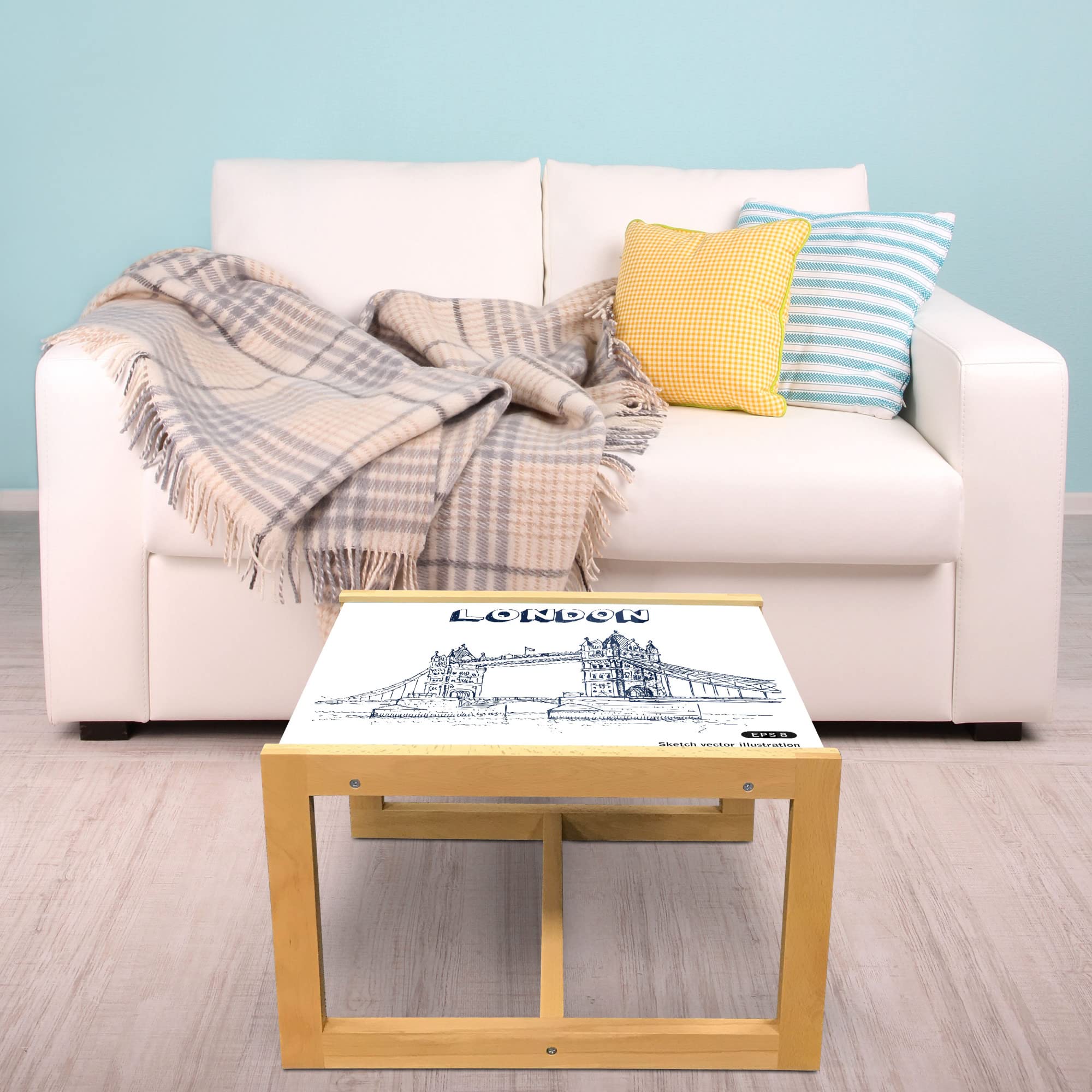 Ambesonne London Coffee Table - Big Ben View, Wooden Frame for Office & Dorm Decor