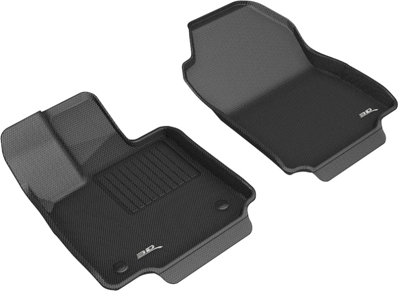 3D MAXpider Custom Fit All-Weather Floor Mats for 2019-2020 Toyota RAV4 (1st Row) - Kagu Series Black Car Mats | Waterproof & Durable Protection for Daily Commute & Road Trips