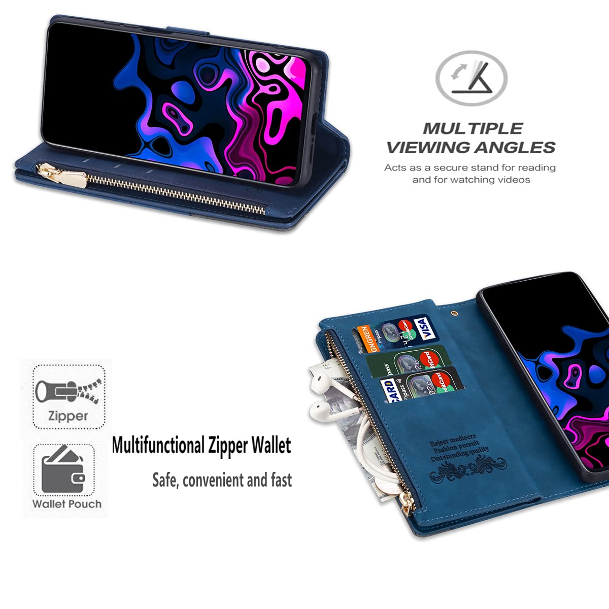 Premium Genuine Leather Magnetic Flip Wallet Case for iPhone 13 (6.1