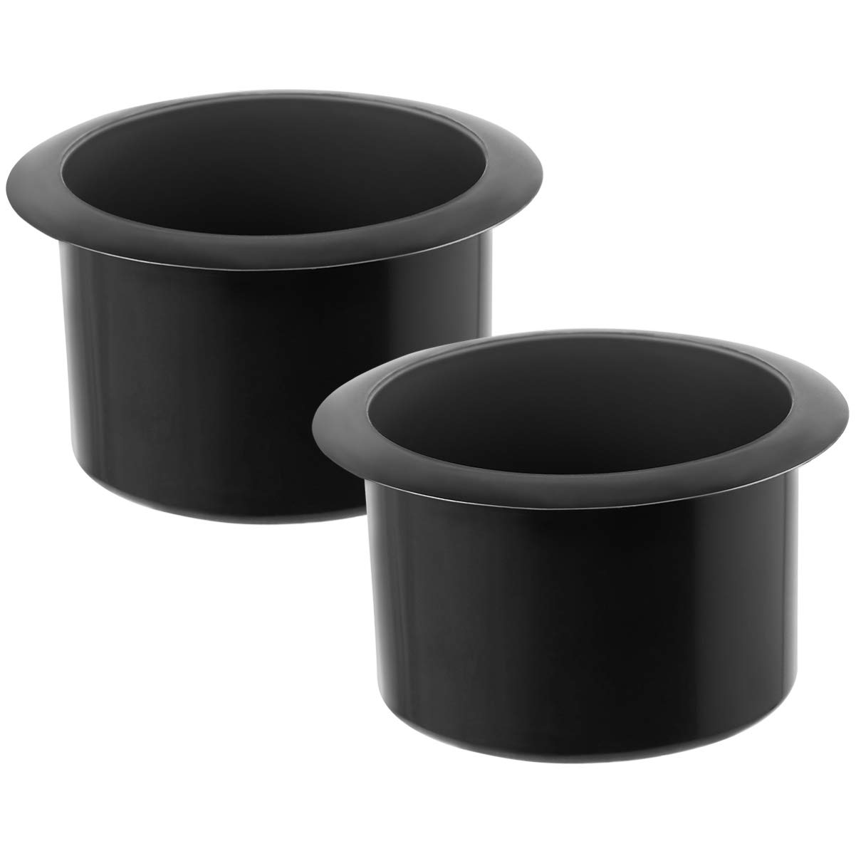 2PCS Black Recessed Plastic Cup Holder Inserts - Replacement Drink Can Holders for Car, Boat, Sofa & Recliner Chairs | Durable Beverage Container Organizer for Road Trips, Boating & Home Entertainment