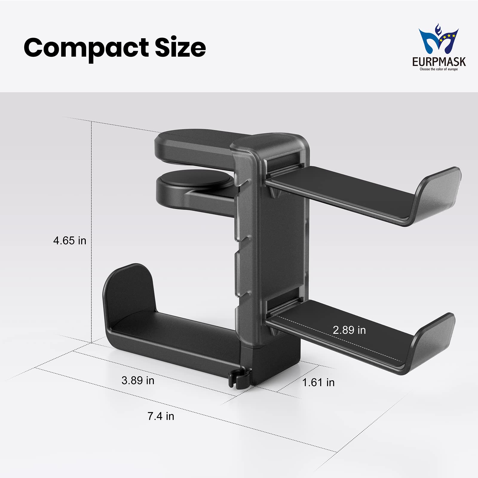 3-in-1 PC Gaming Headset & Controller Stand with Adjustable Clamp, Rotating Arm & Cable Management - Universal Gaming Accessory for PS5, Xbox, PC - Perfect for Desk Organization & Gaming Setup (Black)