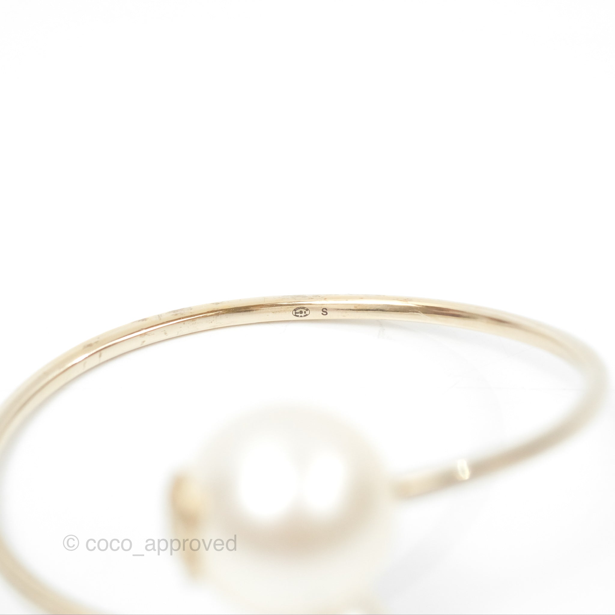 Chanel CC Pearl Bangle Gold Tone Bracelet for Women - Luxury Fashion Jewelry Gift for Anniversary, Birthday & Special Occasions