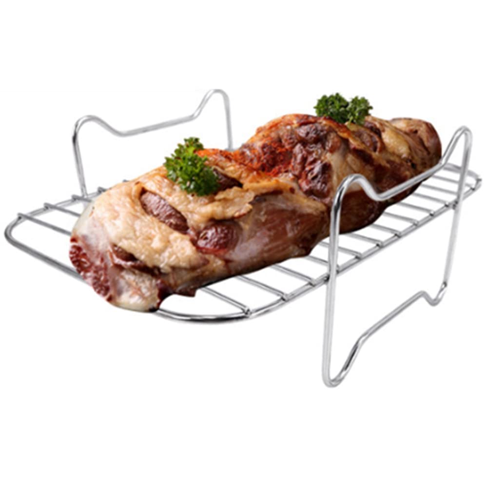 Louttary Air Fryer Rack for Ninja Dual Air Fryer - 2-Piece Stainless Steel Rack with 4 Skewers, Cleaning Brush & Clips - Compatible with Double Basket Air Fryers - Perfect for Grilling, Roasting & Baking Chicken, Vegetables & More