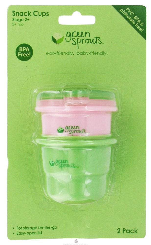 Stage 2 Baby Snack Cups with Lids - BPA Free Spill Proof Snack Containers (Rose Pink & Mint Green, 2 Pack) for On-the-Go Toddler Snacks, Daycare or Travel